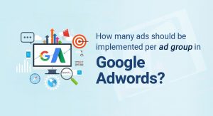 How many ads should be implemented per ad group in Google Adword?