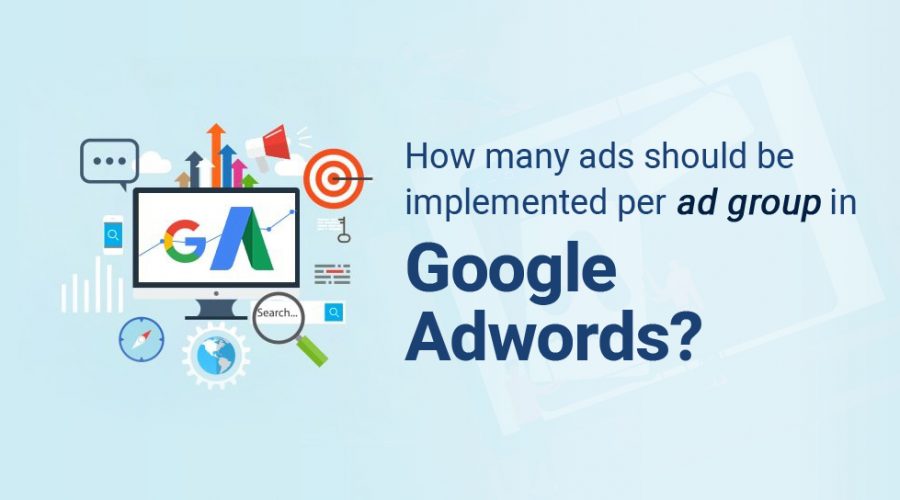 How many ads should be implemented per ad group in Google Adword?
